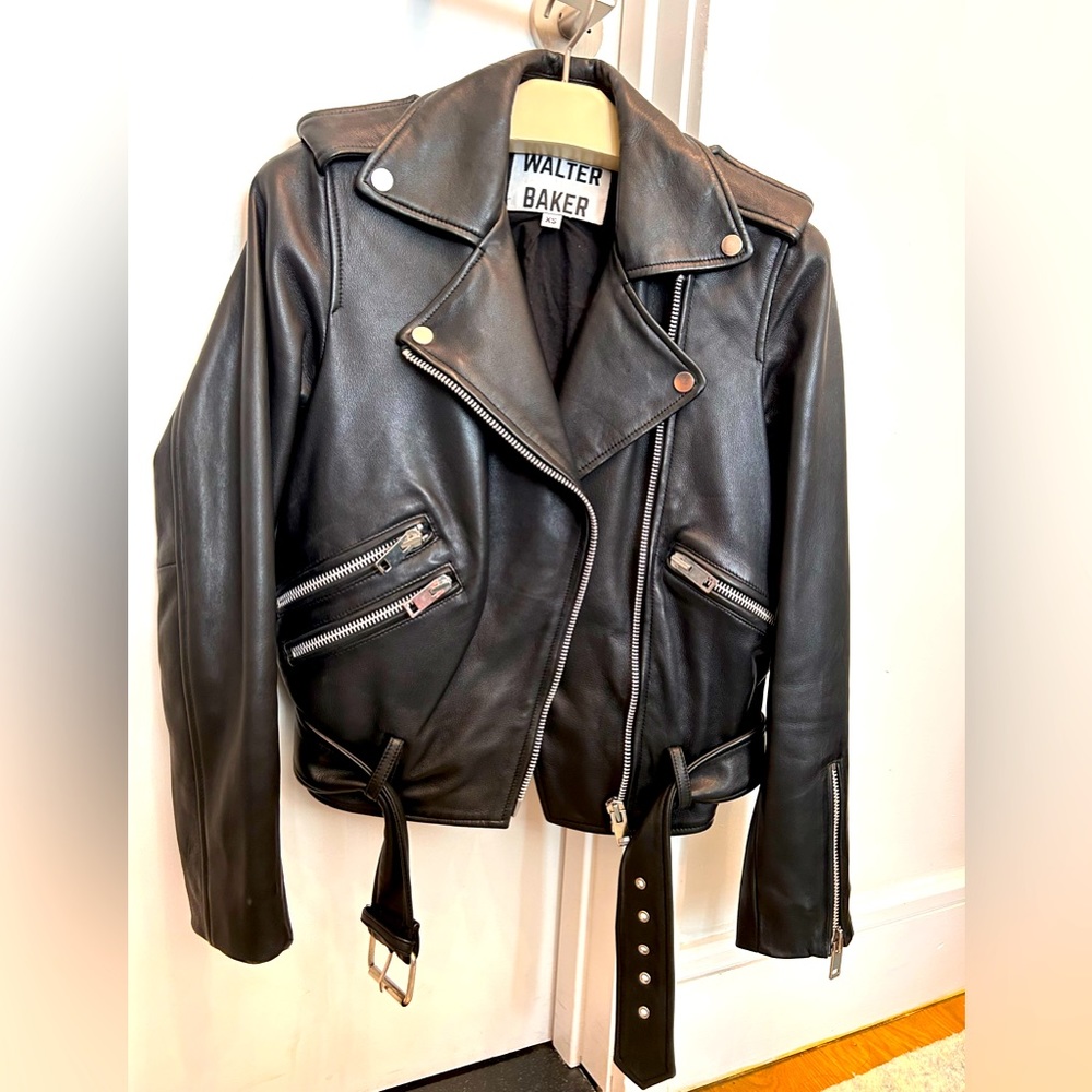 Walter Baker Allison Leather Long Sleeve Moto Jacket